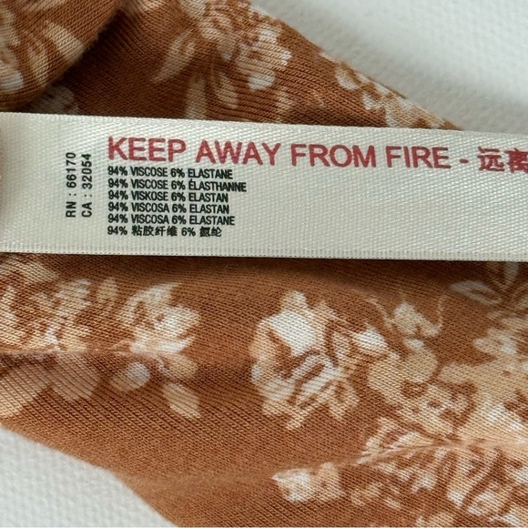 NWOT Intimately Free People Floral‎ Long Sleeve Bodysuit Sz M Rust Brown Stretch - Picture 13 of 13